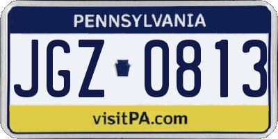 PA license plate JGZ0813