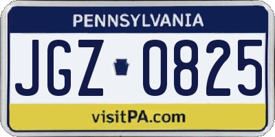 PA license plate JGZ0825