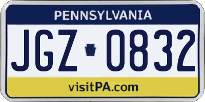 PA license plate JGZ0832