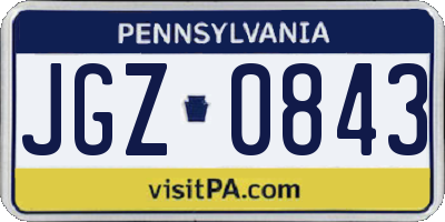 PA license plate JGZ0843