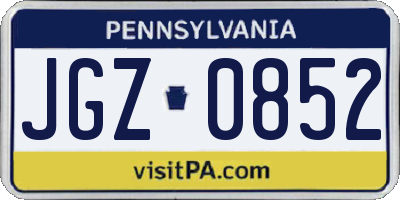 PA license plate JGZ0852