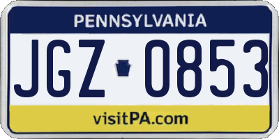 PA license plate JGZ0853