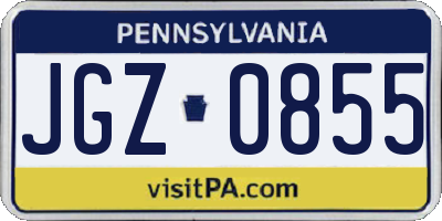PA license plate JGZ0855