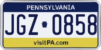 PA license plate JGZ0858