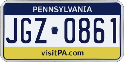 PA license plate JGZ0861