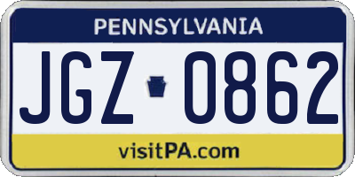 PA license plate JGZ0862