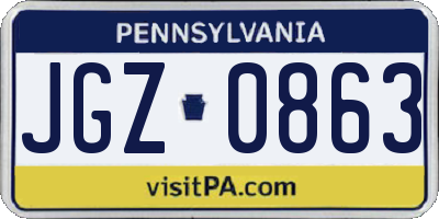 PA license plate JGZ0863