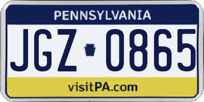 PA license plate JGZ0865