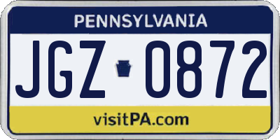 PA license plate JGZ0872