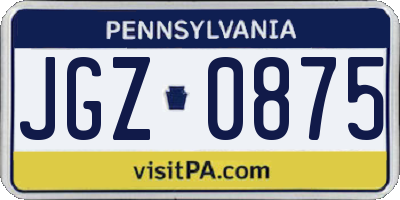 PA license plate JGZ0875