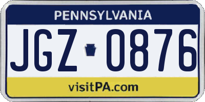 PA license plate JGZ0876