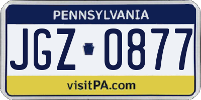 PA license plate JGZ0877