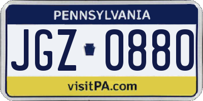PA license plate JGZ0880