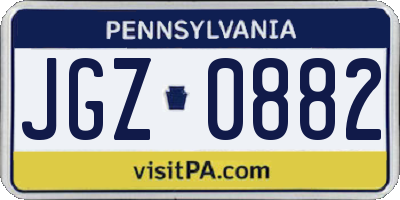 PA license plate JGZ0882