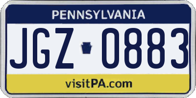 PA license plate JGZ0883