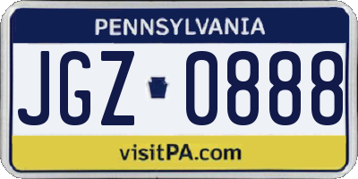 PA license plate JGZ0888