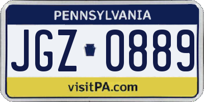 PA license plate JGZ0889