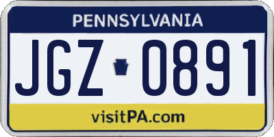 PA license plate JGZ0891