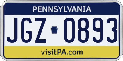 PA license plate JGZ0893