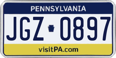 PA license plate JGZ0897