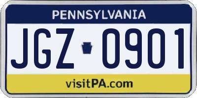 PA license plate JGZ0901