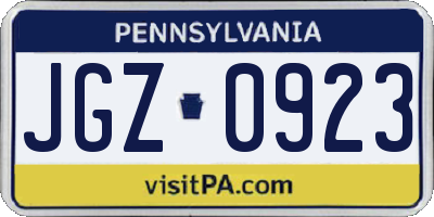 PA license plate JGZ0923