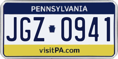 PA license plate JGZ0941