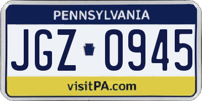 PA license plate JGZ0945