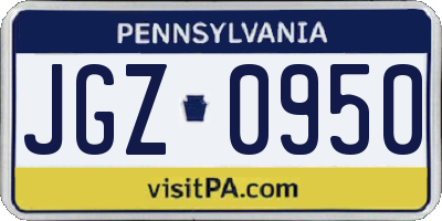PA license plate JGZ0950