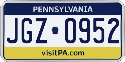 PA license plate JGZ0952