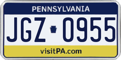 PA license plate JGZ0955