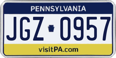 PA license plate JGZ0957