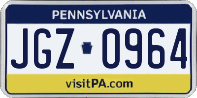 PA license plate JGZ0964
