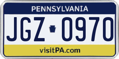 PA license plate JGZ0970