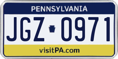 PA license plate JGZ0971
