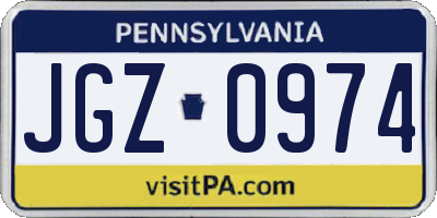 PA license plate JGZ0974