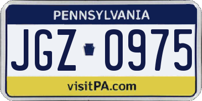 PA license plate JGZ0975