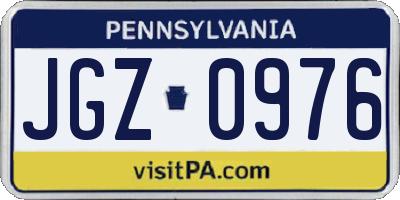 PA license plate JGZ0976