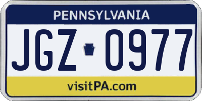 PA license plate JGZ0977
