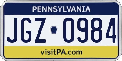 PA license plate JGZ0984