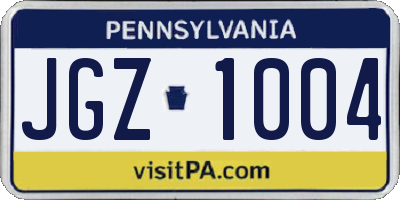 PA license plate JGZ1004