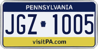 PA license plate JGZ1005