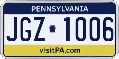 PA license plate JGZ1006