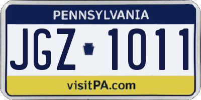 PA license plate JGZ1011