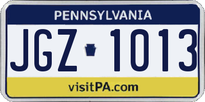 PA license plate JGZ1013