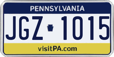 PA license plate JGZ1015