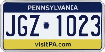 PA license plate JGZ1023