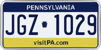 PA license plate JGZ1029