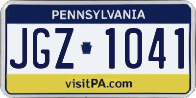PA license plate JGZ1041