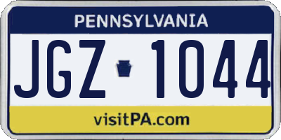 PA license plate JGZ1044